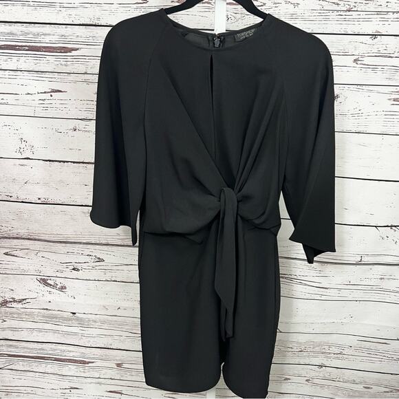 Topshop Black Dress with Tie Detail Size 6 - Picture 2 of 11